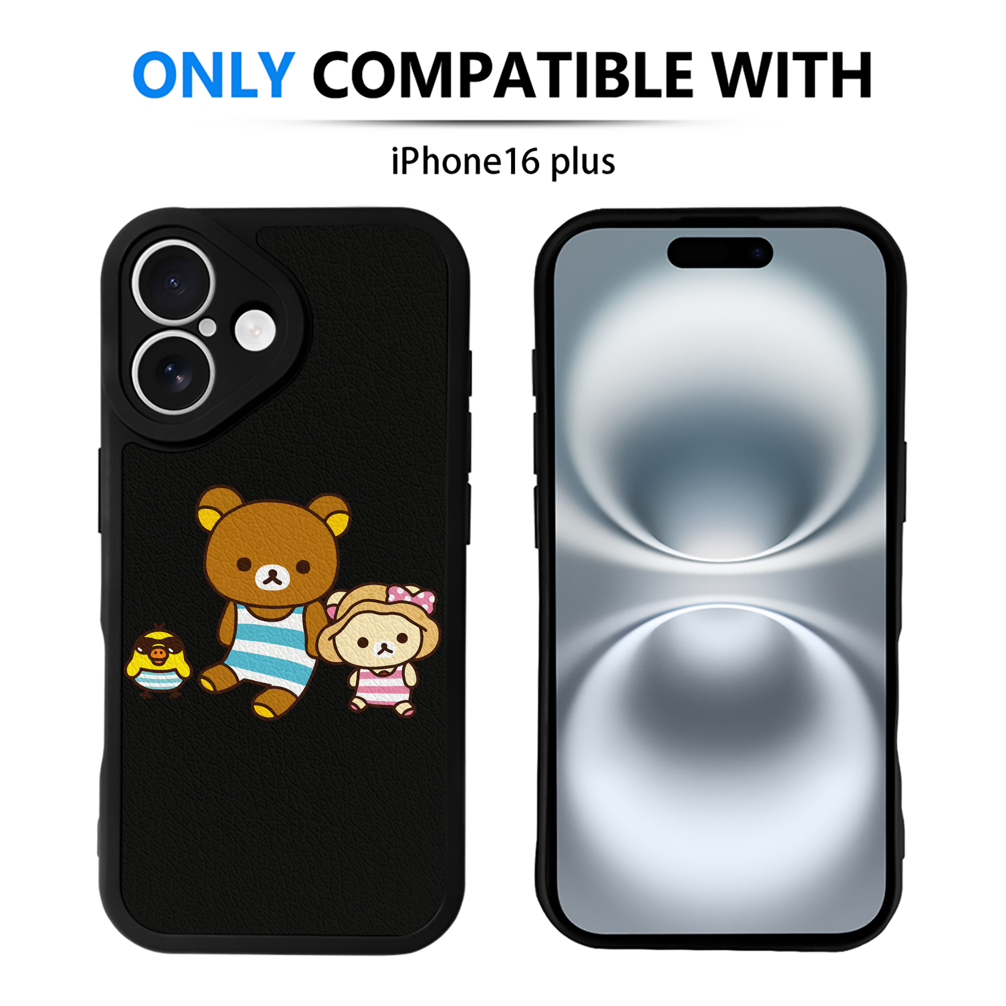 （画像用） リラックマ リラックマ キイロイトリ Rilakkuma Korilakkuma Kiiroitori 【iPhone 16シリーズ対応】シリコンスマホケース（レザー調） 材質：シリコン